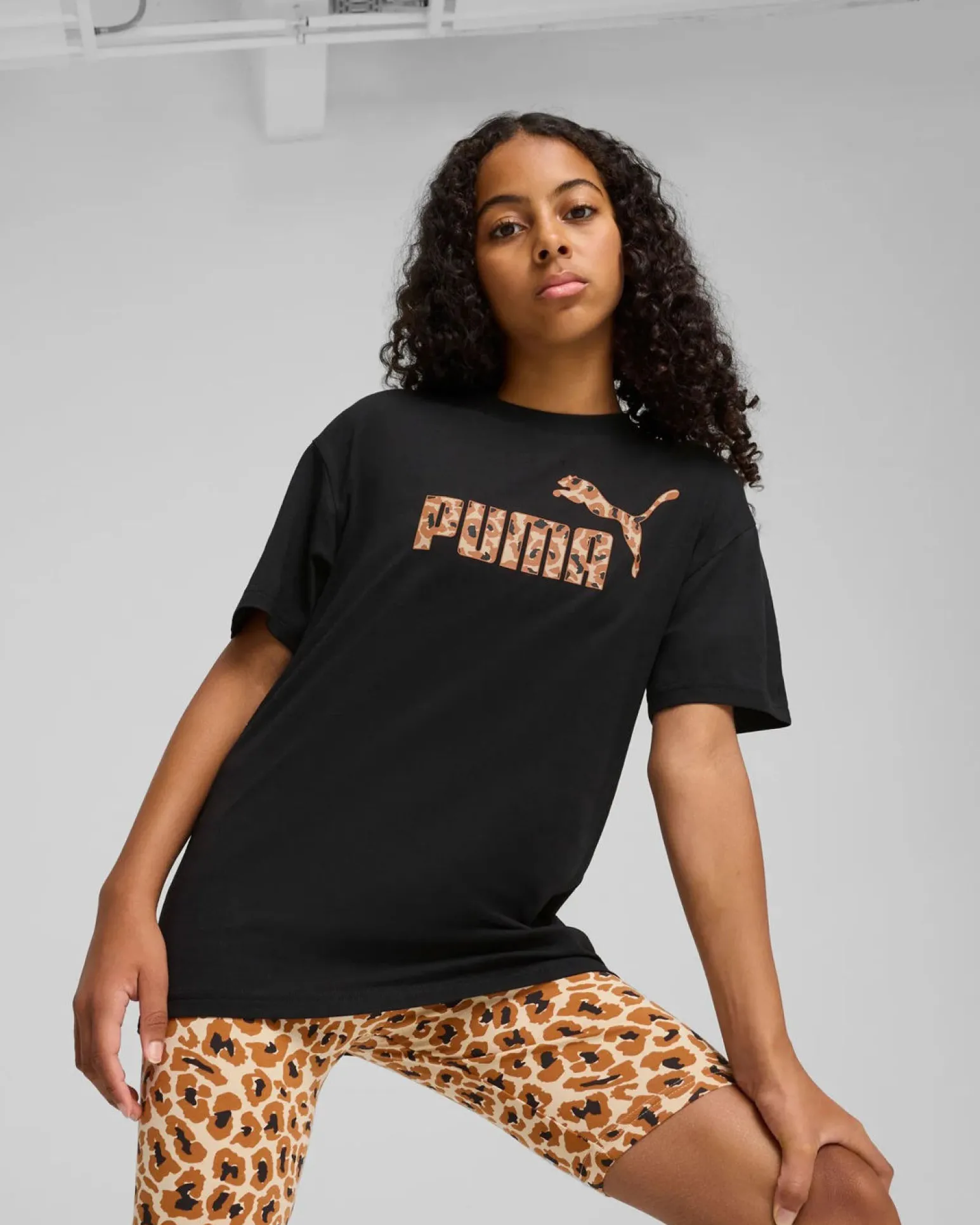PUMA - T-SHIRT NERA DA RAGAZZA( 7-16 ANNI) ESSENTIAL ANIMAL LOGOINFILL, 686601-01