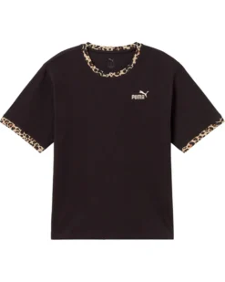 PUMA - T-SHIRT NERA E MACULATO ESSENTIAL GRAPHIC ANIMAL RELAXED DA DONNA, 688082-51