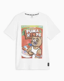 PUMA - T shirt oversize bianca da uomo con stampa frontale