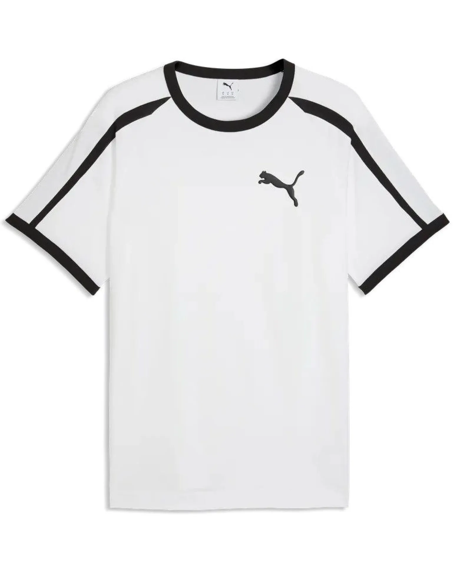 PUMA - T-SHIRT UOMO MEZZA MANICA BIANCA E NERA E T7 BIG CAT RINGER TEE AL.SNOW, 635242-02