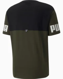 PUMA - T-SHIRT VERDE E NERA POWER COLORBLOCK TEE   DA UOMO 693576-70