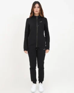 PUMA - Tuta completa da donna nera con zip frontale