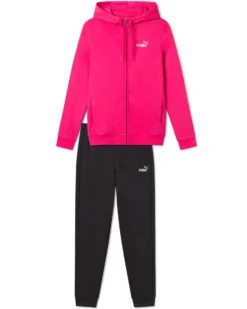 PUMA - Tuta completa fuchsia e nera da donna con zip e cappuccio