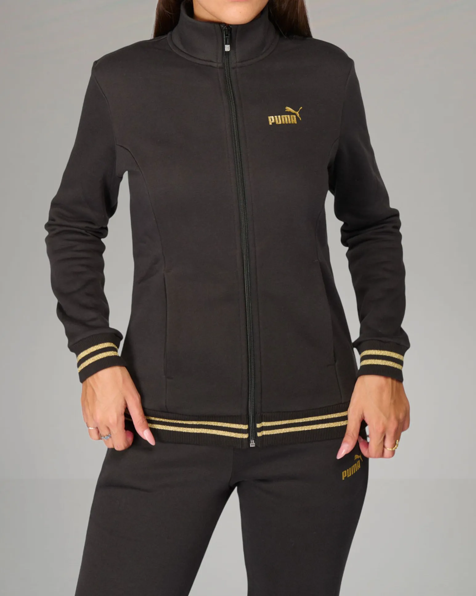 PUMA - TUTA COMPLETA NERA ESSENTIAL+ GLITTER FZ SUIT FL DA DONNA , 684764-01