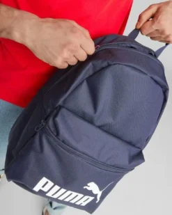 PUMA - Zaino blu e bianco con tasca laterale e spallacci imbottiti regolabili
