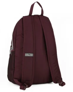 PUMA - Zaino bordeaux e grigio con tasca frontale e spallacci regolabili