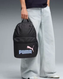 PUMA - ZAINO + BORSELLO NERO PHASE BACKPACK LOGO CELESTE E ROSA, 092190-02