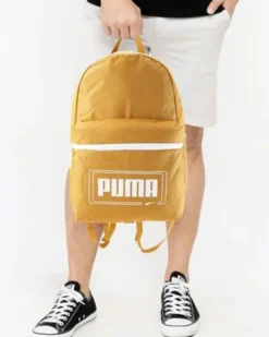 PUMA - Zaino giallo e bianco con tasca frontale e spallacci regolabili