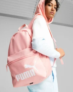 PUMA - Zaino rosa e bianco con tasca laterale e spallacci imbottiti regolabili