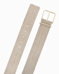 PUNTO FIBBIA - Cinta in camoscio beige con fibbia dorata