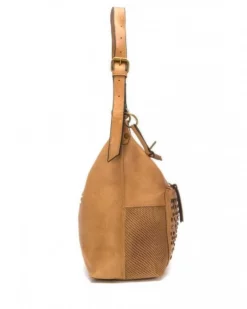 REFRESH - Borsa a spalla camel con borchie