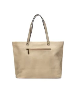 REFRESH - Borsa shopping beige con borchie, tracolla removibile