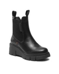 REFRESH - Tronchetto nero con zip laterale e zeppa 6CM