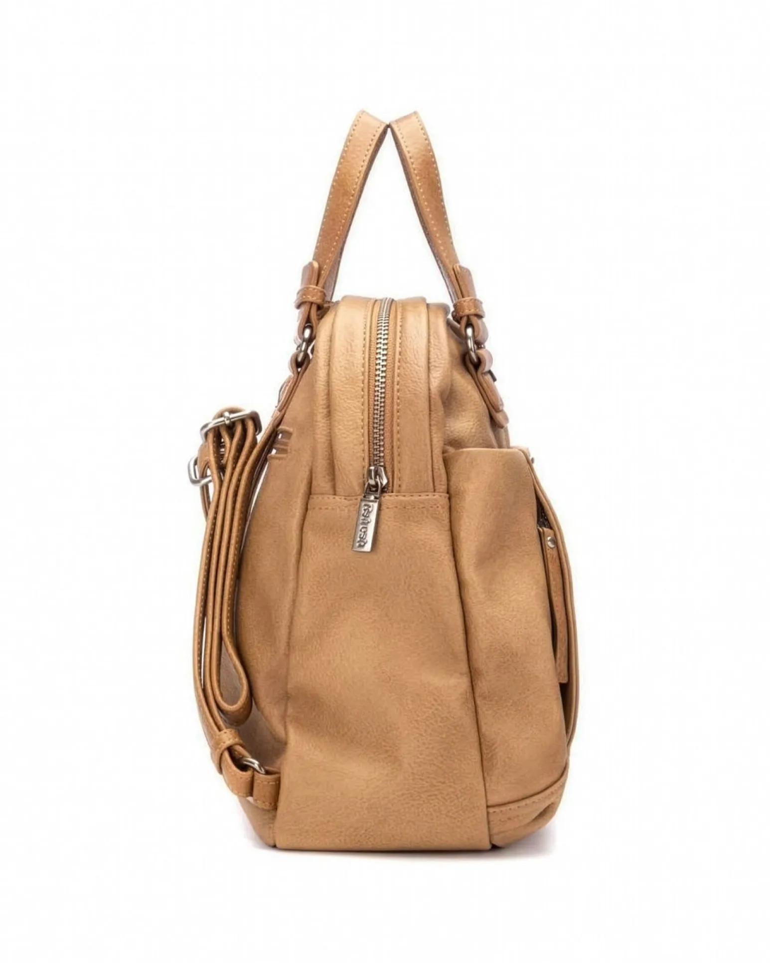REFRESH - Zaino camel tasche frontali e borchie