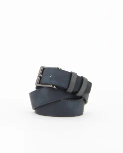 RENATO BALESTRA - Cinta blu con fodera in VERA PELLE e bordo nero
