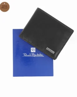 RENATO BALESTRA - Portafoglio nero in VERA PELLE da uomo con ribaltina interna