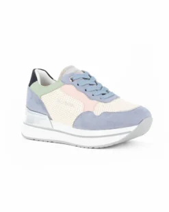 RENATO BALESTRA - Scarpa sneakers azzurra con soletta estraibile in VERA PELLE