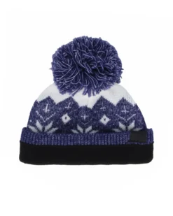REUSCH - Berretto blu e bianco da donna con pon pon e fodera in pile - JANE