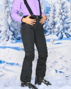 REUSCH - Pantalone da sci donna nero con salopette impermeabile traspirante e antivento