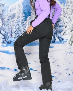 REUSCH - Pantalone da sci donna nero con salopette impermeabile traspirante e antivento