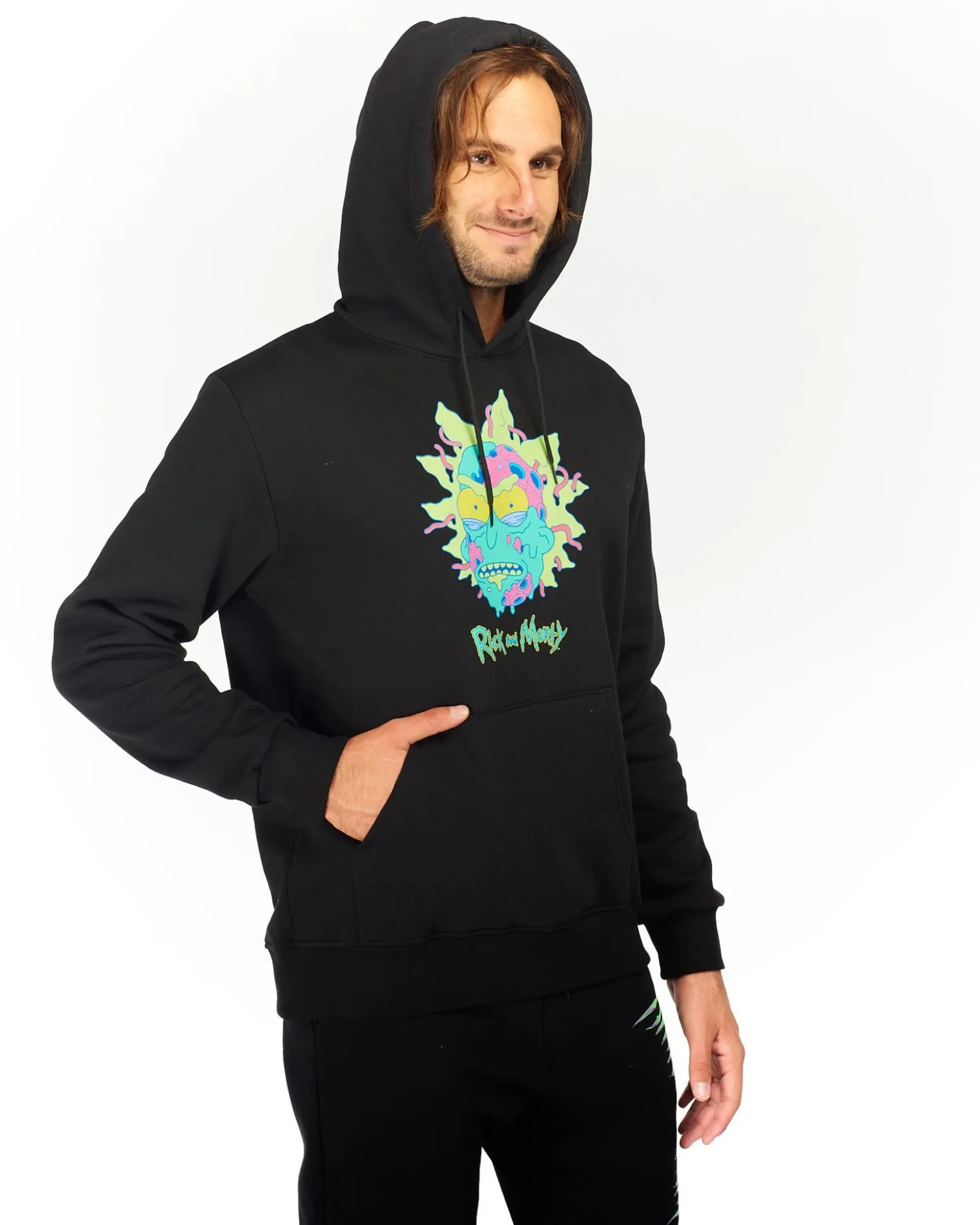 RICK AND MORTY - UOMO FELPA CON CAPPUCCIO