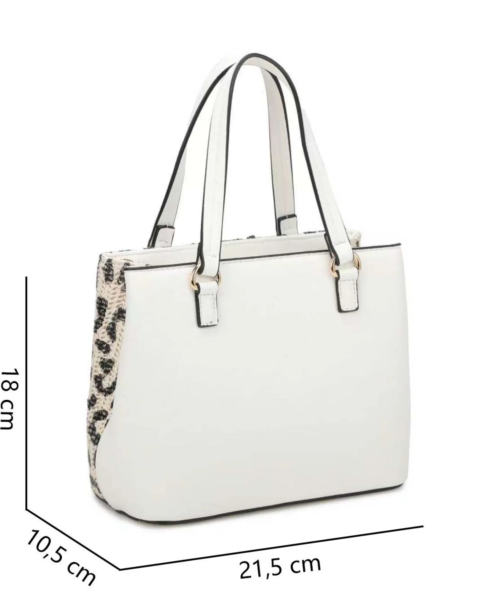 RIFLE - Borsa a due manici beige con tre scomparti interni e trama frontale maculata a intreccio, tracolla removibile
