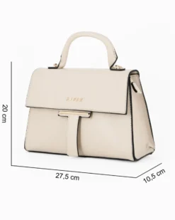 RIFLE - Borsa a mano beige con patta e tasca posteriore, tracolla removibile