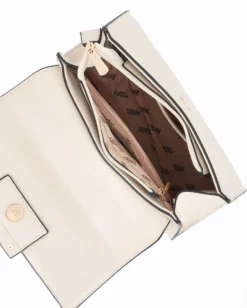 RIFLE - Borsa a mano beige con patta e tasca posteriore, tracolla removibile