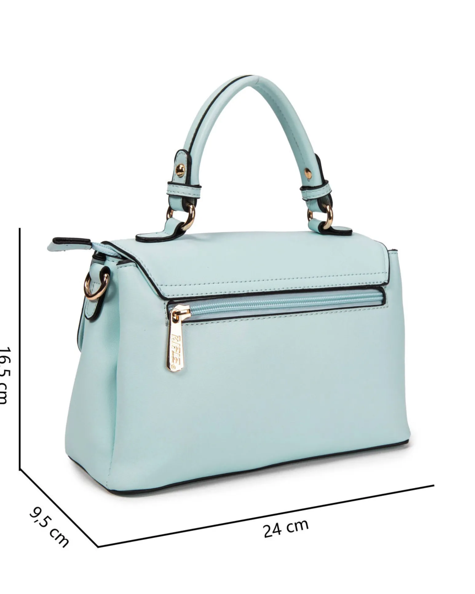 RIFLE - Borsa a mano celeste con patta, tasca posteriore e tre scomparti interni, tracolla removibile