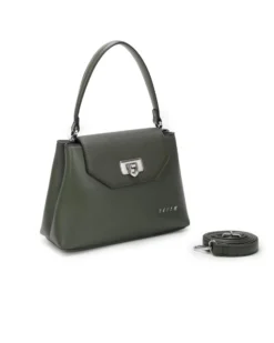 RIFLE - Borsa a mano verde con patta e tre scomparti interni, tracolla removibile