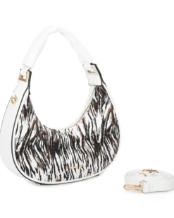RIFLE - Borsa a spalla animalier beige, tracolla removibile