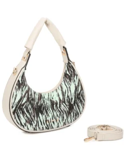 RIFLE - Borsa a spalla animalier celeste, tracolla removibile