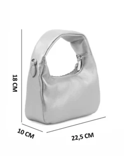 RIFLE - Borsa a spalla argento con parte frontale intrecciata, tracolla removibile