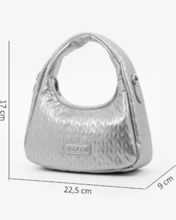RIFLE - Borsa a spalla argento trapuntata con tracolla removibile