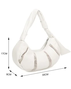 RIFLE - Borsa a spalla avorio trapuntata con lustrini, tracolla removibile