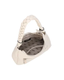 RIFLE - Borsa a spalla beige con manico intrecciato, tracolla removibile