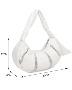 RIFLE - Borsa a spalla bianca trapuntata con lustrini, tracolla removibile