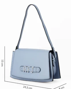 RIFLE - Borsa a spalla celeste con patta e tasca posteriore, tracolla removibile