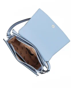 RIFLE - Borsa a spalla celeste con patta e tasca posteriore, tracolla removibile