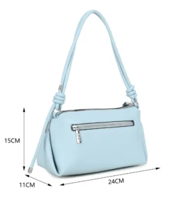 RIFLE - Borsa a spalla celeste con tasca frontale e tracolla removibile