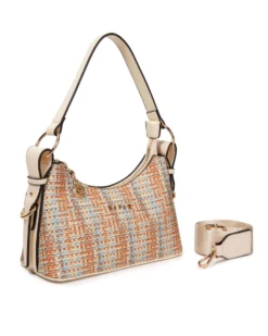 RIFLE - Borsa a spalla multicolor effetto intreccio, tracolla removibile
