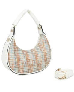RIFLE - Borsa a spalla multicolor effetto intreccio, tracolla removibile