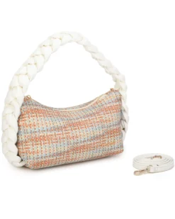 RIFLE - Borsa a spalla multicolor effetto intreccio con manico intrecciato, tracolla removibile