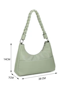 RIFLE - Borsa a spalla salvia con manico intrecciato, tracolla removibile