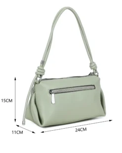 RIFLE - Borsa a spalla verde salvia con dettaglio intreccio frontale, tracolla removibile