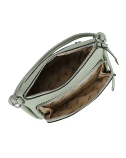 RIFLE - Borsa a spalla verde salvia con tasca frontale e tracolla removibile