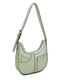 RIFLE - Borsa a spalla verde salvia con tasca posteriore e finte tasche frontali