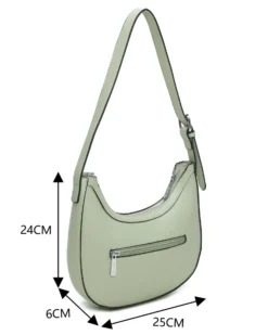 RIFLE - Borsa a spalla verde salvia con tasca posteriore e finte tasche frontali