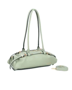 RIFLE - Borsa baguette a spalla verde salvia con fibbie, tracolla removibile