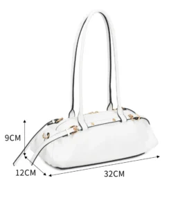 RIFLE - Borsa baguette a spalla bianca con fibbie, tracolla removibile